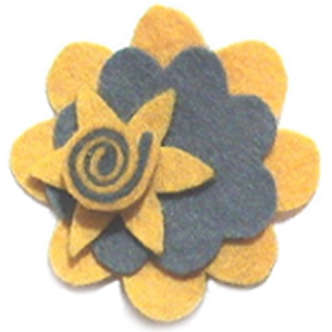 Flor de fieltro amarilo-gris